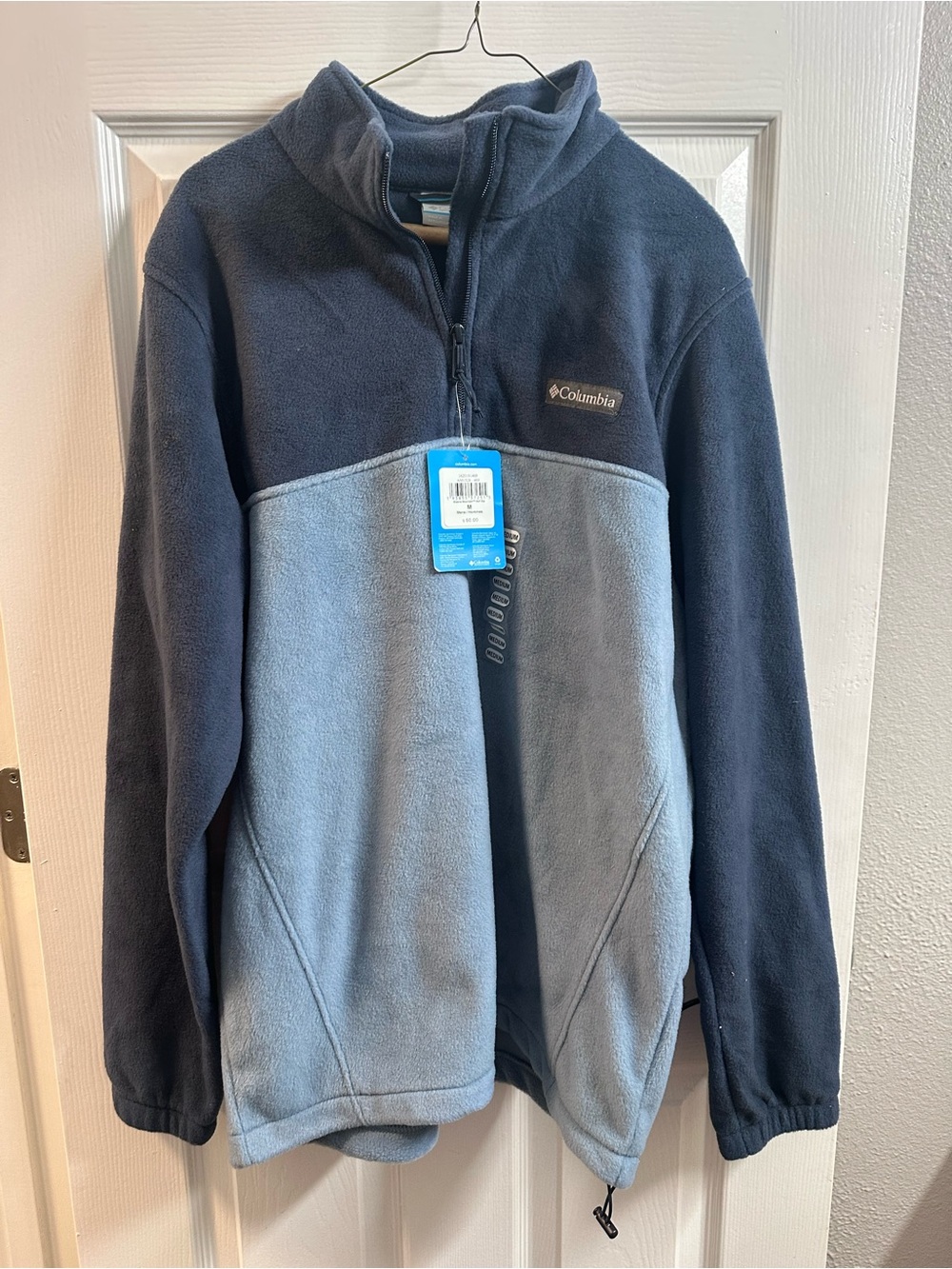 Columbia Men's Navy and Light Blue Zip-Up Fleece Pullover